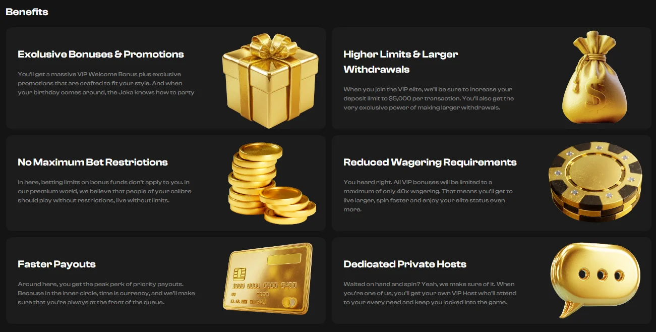 JokaRoom Casino VIP Loyalty Programme